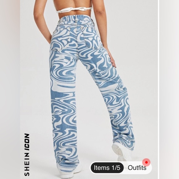 Animal Print Hight Waisted Wide Leg Jeans (Shein) - Picture 2 of 3